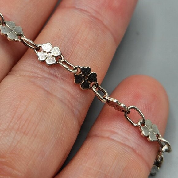 Sterling Silver Four Leaf Clover Child's Chain Bracelet Luck of the Irish - Picture 2 of 11